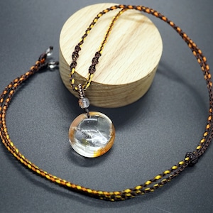 Natural Mica Quartz Round Pendant 23MM Handmade Colorful Adjustable Cord Necklace