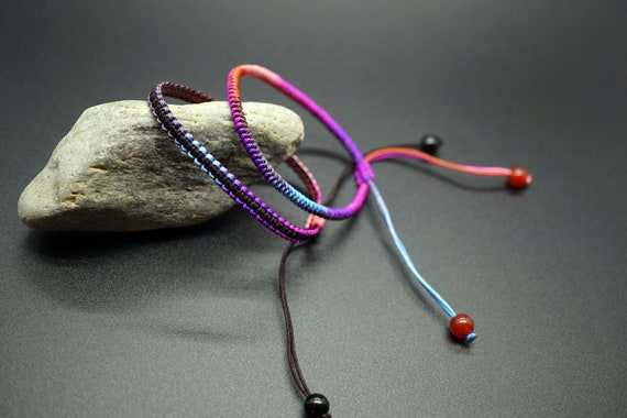 Colorful Cord Bracelet, Handmade Tibetan Bracelet, Braided String Adjustable Bracelet