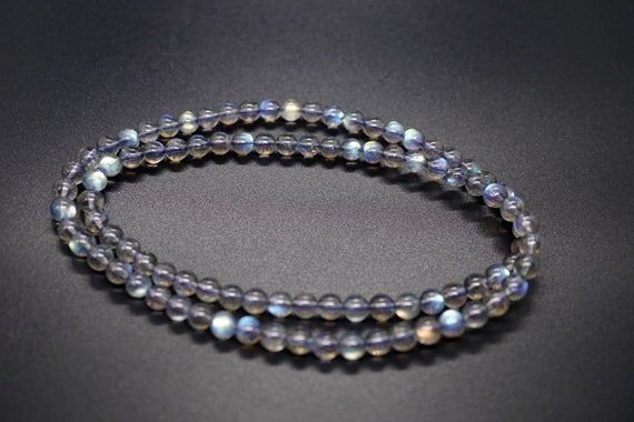 Genuine Blue Flash Light Labradorite Beaded 3 layers Bracelet Labradorescence 6MM Collectable