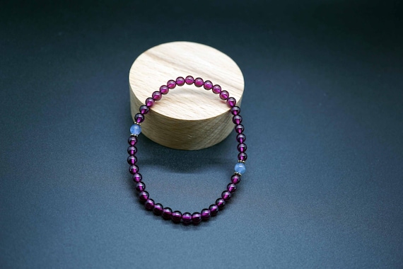 Natural Rhodolite Garnet Bracelet, Rhodolite Garnet Bead, 4.5MM Round Bead, January Birthstone
