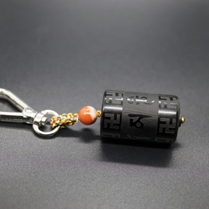 Genuine Black Obsidian Sanskrit, Om Mani Padme Hum Key Chain, Protective Talisman Gift