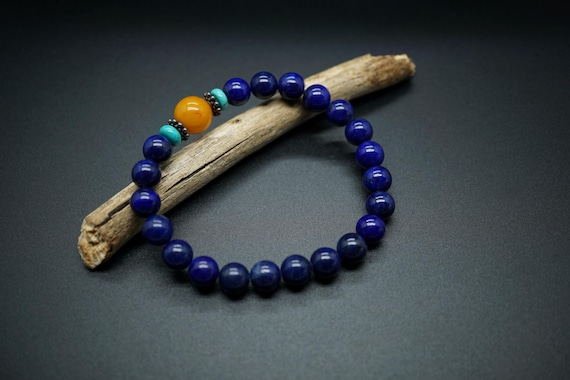 Genuine Lapis Lazuli, Lazuli Beaded Bracelet, Round Lapis Bracelet, High Quality Lapis  8MM