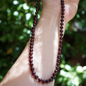 Natural Garnet Bead Necklace, Almandine Garnet Necklace, Hand Knotted Beaded Necklce, Grade A Garnet 6.2mm image 1