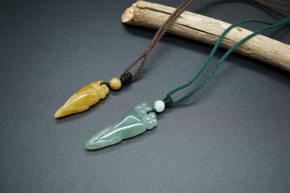 Green Jade Pendant, Yellow Jade Charm,Natural Jade Necklace, Carved Corn Shape Jade