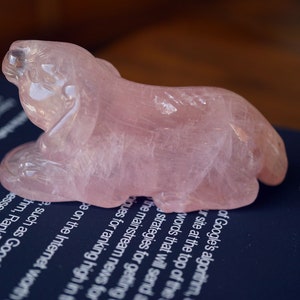 Natural Rose Quartz Carved Dog: Pink Crystal Figurine