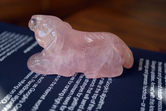 Natural Rose Quartz Dog Pink Crystal Carved Dog Cute Dog Pink Lovely Dog