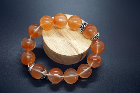 Red Rabbit Hair Quartz Bracelet, Large Beaded Quartz Bracelet, 15mm Grade AAA