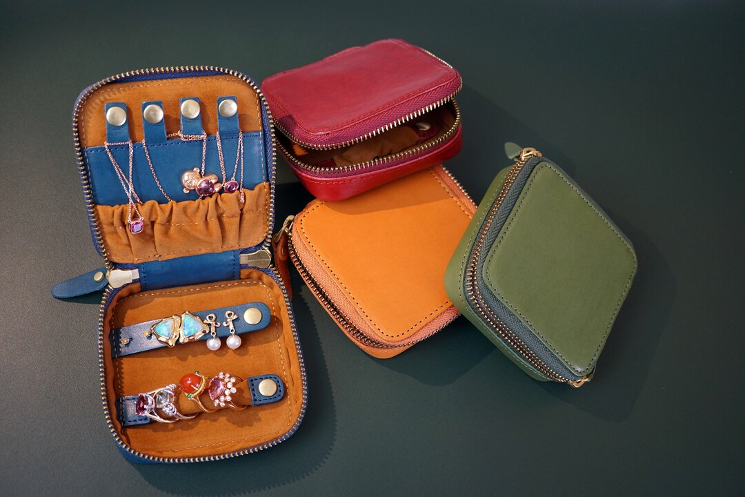 Travel Jewelry Organizer, Genuine Leather Travel Jewelry Case for