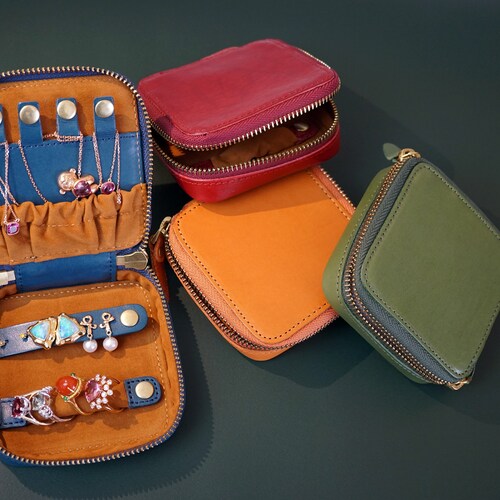 Travel Jewelry Box Genuine Leather Portable Jewelry Case Etsy