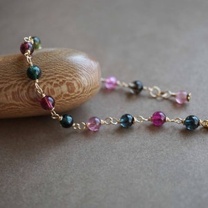Multi Tourmaline Charm Bracelet, Tourmaline Bead Bracelet, Multi Color Gemstone Bracelet