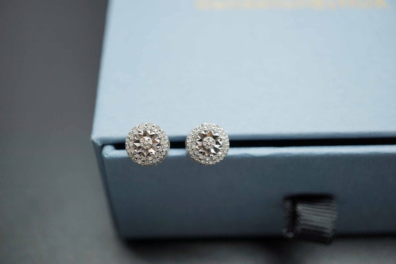 Sterling Silver 1/10CT TW DIAMOND Stud Earrings 8.3mm