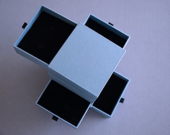 Caja de joyas de papel Kraft, Caja de conjunto de joyas de cajón, Caja de pendientes, Caja de collar, Caja gris azulada