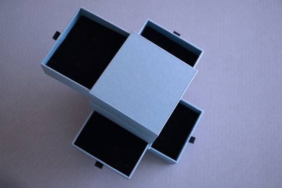 Kraft Paper Jewelry Box, Drawer Jewelry Set Box, Earrings Box, Necklace Box, Bluish Gray Box