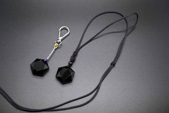 Natural Obsidian Hexagram, Hexagram Pendant, Obsidian Hexagram Key Chain