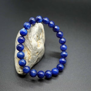 Genuine Kyanite Bracelet, Blue Kyanite Beaded Bracelet, 8.4mm