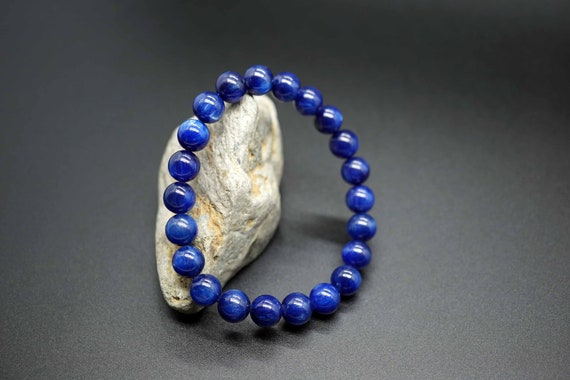 Genuine Kyanite Bracelet, Blue Kyanite Beaded Bracelet, 8.4mm