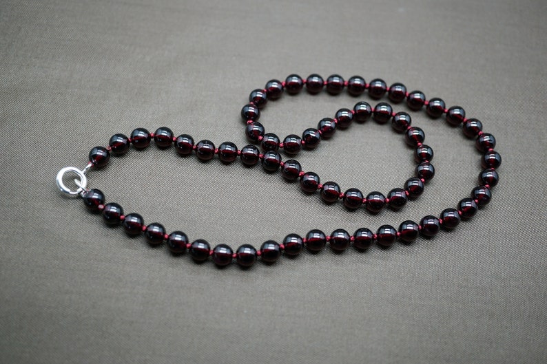 Natural Garnet Bead Necklace, Almandine Garnet Necklace, Hand Knotted Beaded Necklce, Grade A Garnet 6.2mm image 8