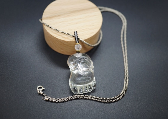 Genuine Clear Quartz Baby Foot, Spider on Foot Pendant, Amethyst Foot Pendant, Lucky Pendant