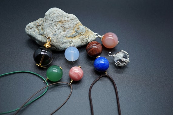 Natural Lapis Bead Pendant, Rhodochrosite Pendant, Aventurine Charm, Gemstone Bead Pendant Necklace