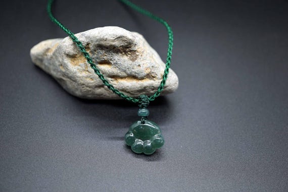 Natural Dark Green Jade, Jade  Paw Charm, Tiny Jade Paw Necklace, Custom Necklace