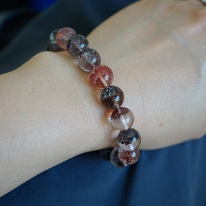 Genuine Strawberry Crystal Bead Bracelet 11MM Rare Quality Half Inclusion