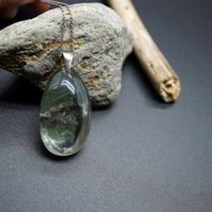 Green Phantom Quartz Pendant: Teardrop Crystal Necklace