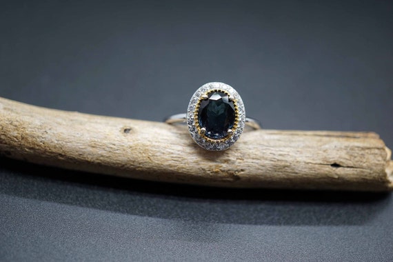 Blue Tourmaline Solitaire Ring, 925 Silver Tourmaline Ring, Brilliant Blue Tourmaline Ring, US 7