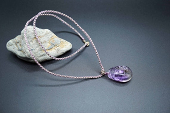 Genuine Ametrine Carved Pendant, RUYI Quartz Pendant, Lucky Handmade Cord Necklace