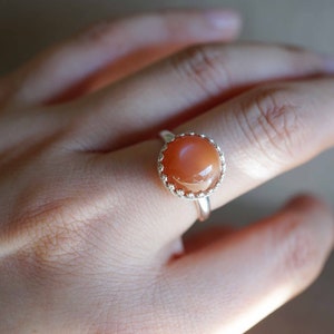 Orange Gemstone Ring: Natural Suntone Sterling Silver Ring US 8
