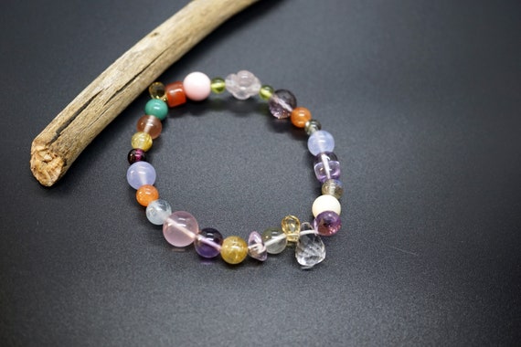 Multi Gemstone Bracelet, Mixed Bead Stretch Bracelet, One of A Kind Bracelet, Various Bead Bracelet