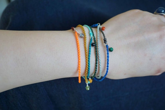 6 Strands Bracelet, Layering Bracelets, Colorful Cord Bracelets, Multi-color cord Bracelet, Charm Bracelets