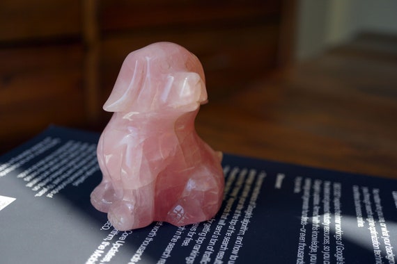 Natural Rose Quartz Dog Pink Crystal Carved Dog Cute Dog Pink Lovely Dog