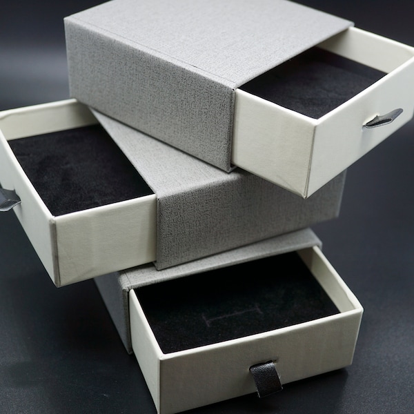 Kraft Paper Drawer Jewelry Box, Gray Jewelry Set Gift Box, Earrings Box, Necklace Box