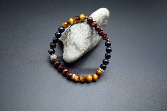 Tigers Eye Bracelet, 3 Colors Tiger Eye Bracelet, Gold Tiger Eye Bracelet, Mixed Tiger's Eye Bracelet 6.2mm