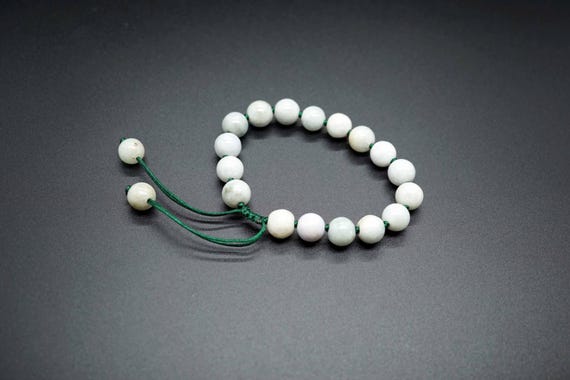 Genuine Round Jade Bracelet, Adjustable Jade Bracelet, Braided Jade Bracelet, Green Cord Jade Bracelet, Large Bead Bracelet