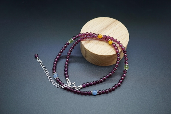 Rhodolite Garnet Necklace, Rhodolite Garnet Bead, January Birthstone, Grade AAA Garnet, 4mm