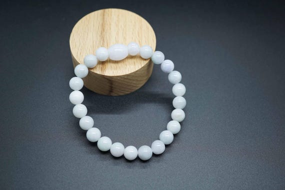 Genuine Light Lavender Jade, Jade Bead Bracelet, Round Jade Bracelet 8mm, Stretch Jade Bracelet