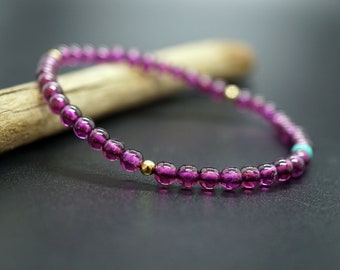 Natural Rhodolite Garnet Bracelet, Rhodolite Garnet Bead, 4.5MM Round Bead, January Birthstone