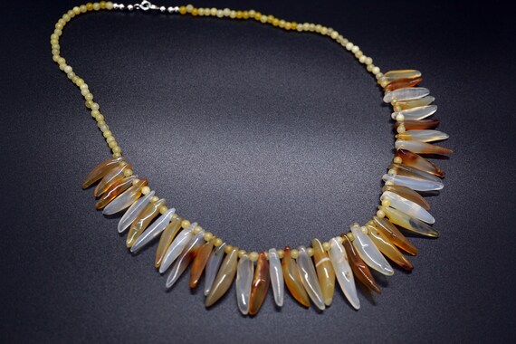 Carnelian Hawaiian Chip Necklace,  Orange Agate Chip Necklace, Large Chip Red Agate Necklace 17.5''