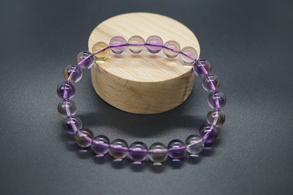 Genuine Ametrine Bracelet, Stretch Beaded Bracelet, Bicolored  Ametrine Quartz, Rare Quality AAA+ Collectable
