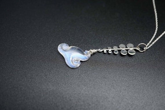 Rainbow Moonstone Charm, Silver Dotted Bar Charm, Natural Moonstone Cloud, One of A Kind Moonstone
