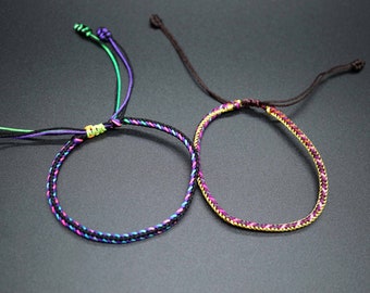 Tibetan Knotted Cord Bracelet: Adjustable Lucky Rope