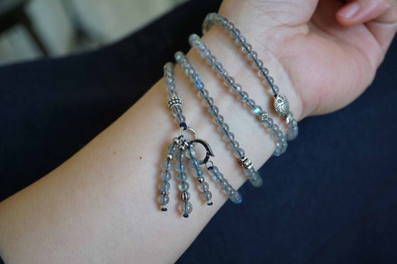 Layering Labradorite Bracelets, Labradorite Long Necklace, Multi-purpose Jewelry