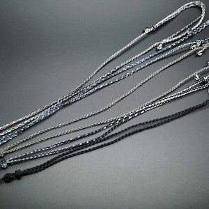 2.2mm Braided Necklace,Rope Braid Necklace, 4 Strand Round Cord Necklace, Adjustable Necklace For Pendant Mixed Gray