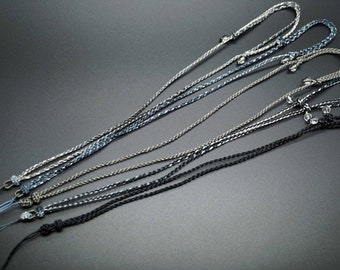 2.2mm Braided Necklace,Rope Braid Necklace, 4 Strand Round Cord Necklace, Adjustable Necklace For Pendant Mixed Gray
