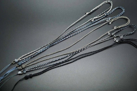 2.2mm Braided Necklace,Rope Braid Necklace, 4 Strand Round Cord Necklace, Adjustable Necklace For Pendant Mixed Gray
