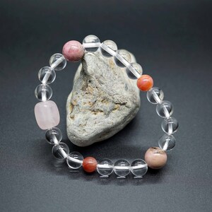 Genuine Clear Quartz Bracelet, Smooth Round Quartz Bracelet, Mixed Quartz Bracelet, 8mm
