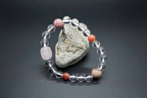 Genuine Clear Quartz Bracelet, Smooth Round Quartz Bracelet, Mixed Quartz Bracelet, 8mm