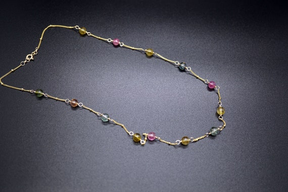 Multicolor Tourmaline Necklace, Natural Candy Color Tourmaline, Fine Tourmaline Necklace, 17.5''