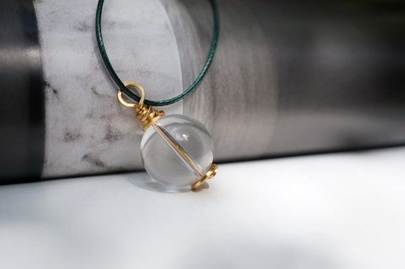 Genuine Clear Quartz Pendant, Round Ball Quartz, Rock Crystal Charm, 15.5/21/22MM,Handmade Pendant